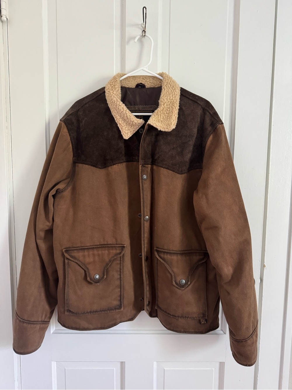 STS Ranchwear Brown Suede Field Jacket with Cream Shearling Collar